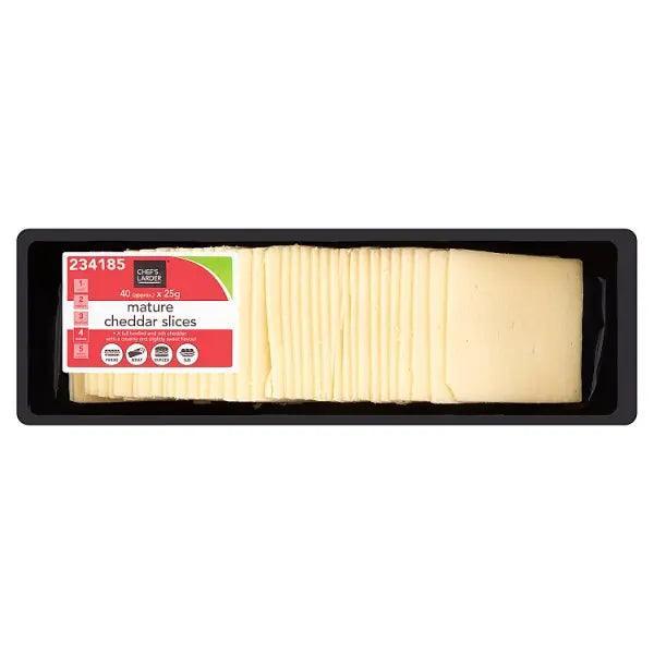 Chefs Larder Mature Cheddar Slices 1kg - Honesty Sales
