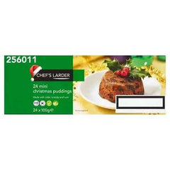 Chefs Larder Mini Christmas Puddings 24 x 100g - Honesty Sales