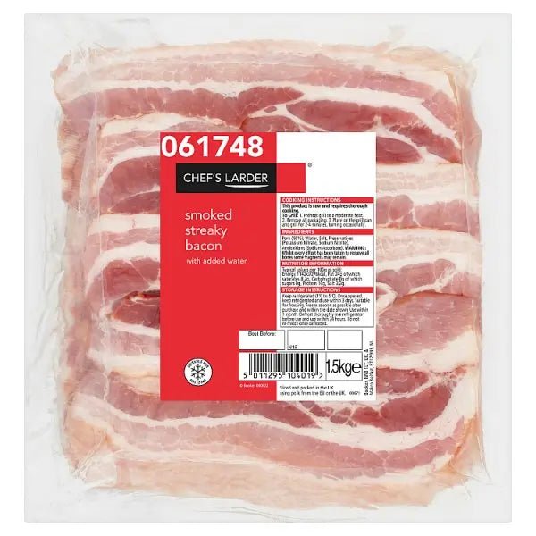 Chef's Larder Smoked Streaky Bacon 1.5kg - Honesty Sales