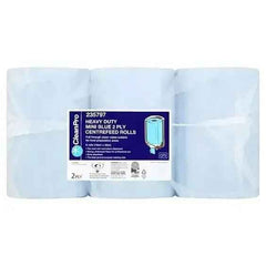 Clean Pro 6 Heavy Duty Mini Blue Centrefeed Rolls 2 Ply - Honesty Sales