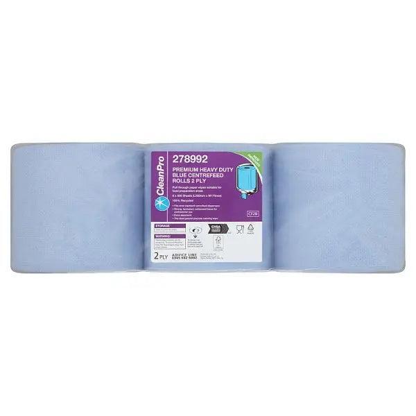 CleanPro Premium Heavy Duty Blue Centrefeed Rolls 2ply 6 Rolls - Honesty Sales