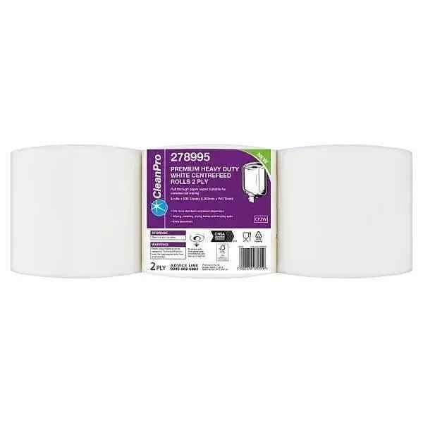 CleanPro Premium Heavy Duty White Centrefeed Rolls 2 Ply 6 Rolls - Honesty Sales