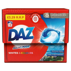 Daz ALL in 1 PODs Washing Capsules Whites & Colours 12 Washes (Case of 6) - Honesty Sales