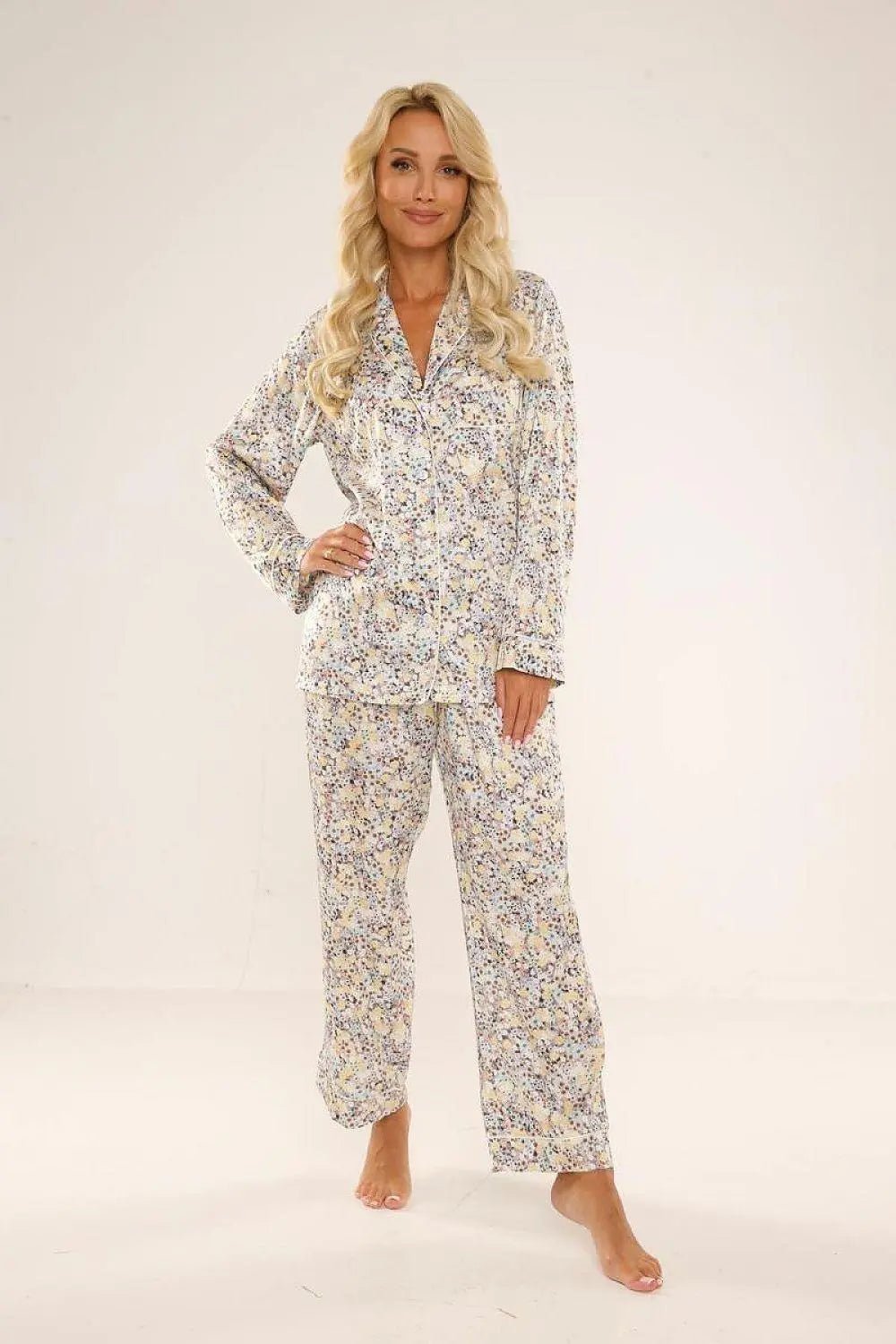 De Lafense soft patterned satin womens pajamas - Honesty Sales