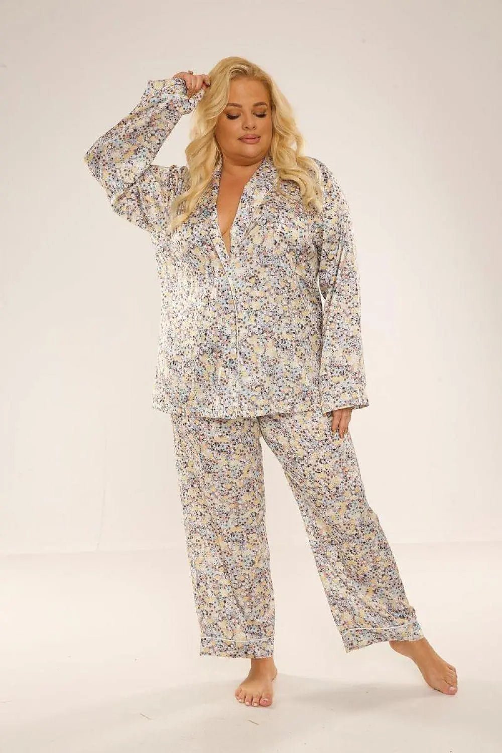 De Lafense soft patterned satin womens pajamas - Honesty Sales