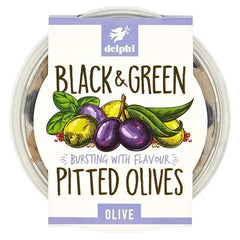 Delphi Black & Green Pitted Olives Olive 160g - Honesty Sales