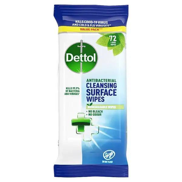 Dettol Antibacterial Cleansing Surface Wipes 72 Large Wipes (Case of 5) - Honesty Sales