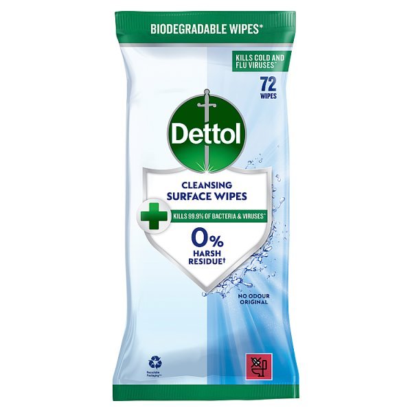 Dettol Cleansing Surface Wipes 72 (6 x 72pk) - Honesty Sales