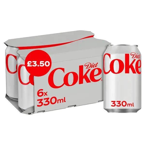 Diet Coke 6 x 330ml PM £3.50 (Case of 4) - Honesty Sales