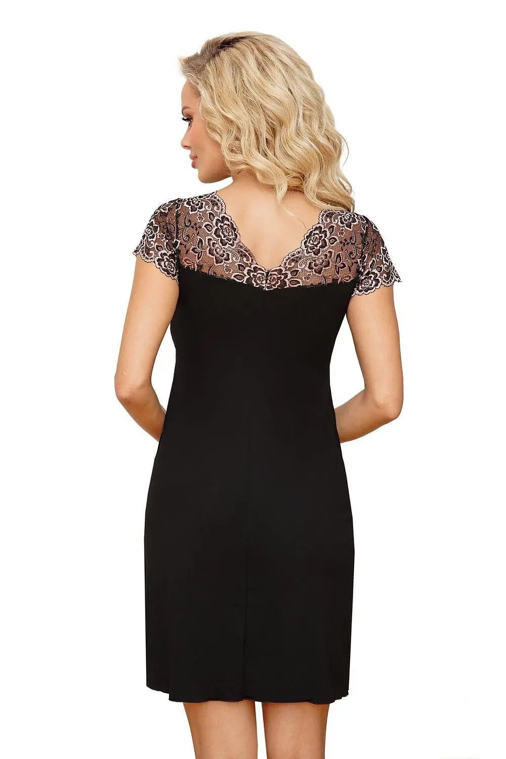 Donna smooth viscose black transparent nightgown - Honesty Sales