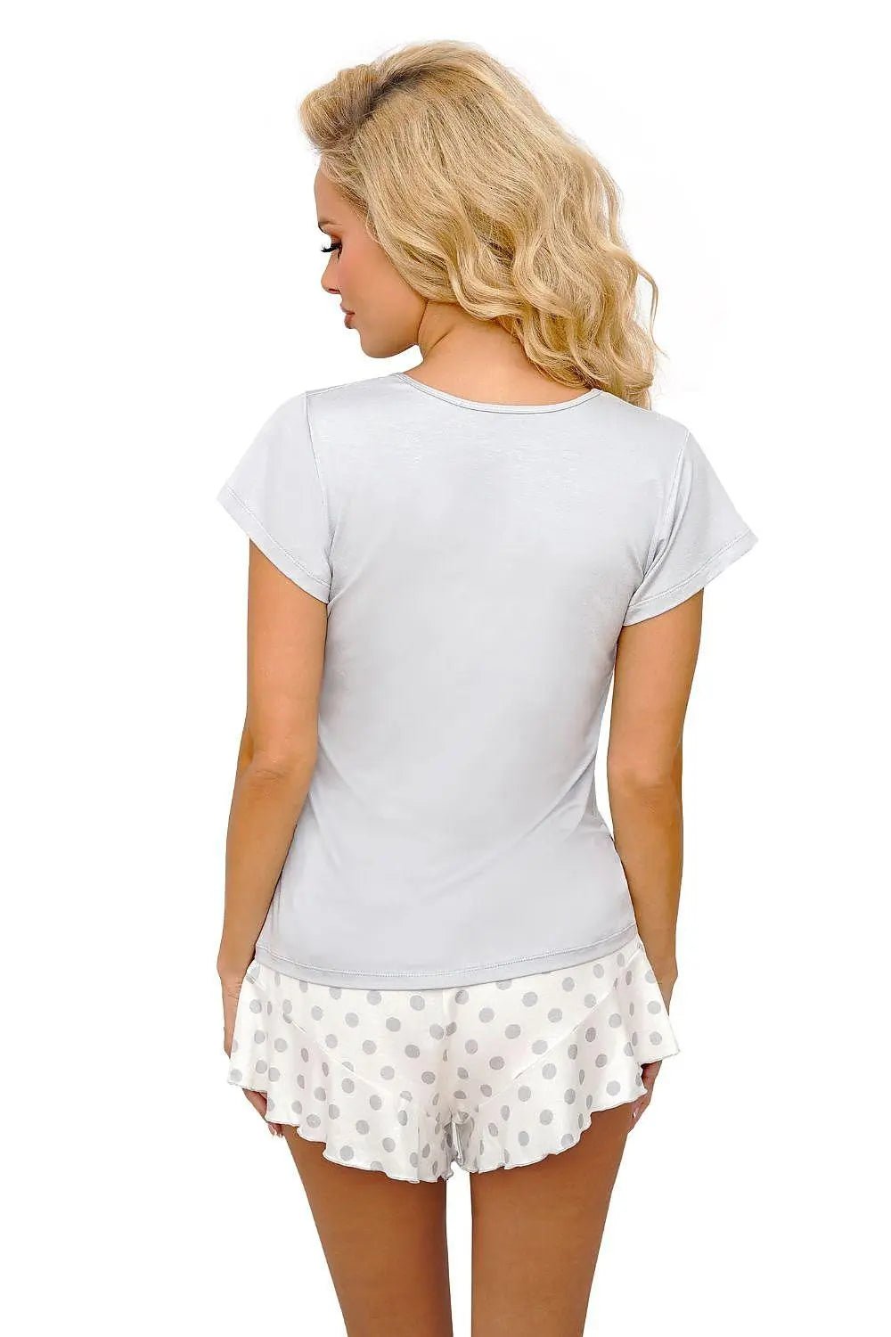 Donna soft gray shirt and gray peas shorts womens pajamas - Honesty Sales