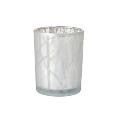 Duni Shimmer White Candleholder Glass 100 x 80mm - Honesty Sales