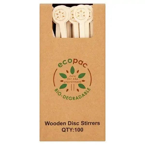 Ecopac 100 Wooden Disc Stirrers - Honesty Sales