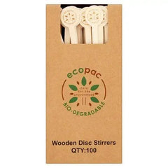 Ecopac 100 Wooden Disc Stirrers - Honesty Sales