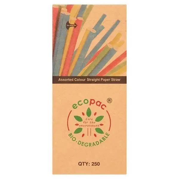 Ecopac 250 Assorted Colour Straight Paper Straw - Honesty Sales