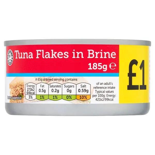 Euro Shopper Tuna Flakes in Brine 185g (Case of 12) - Honesty Sales