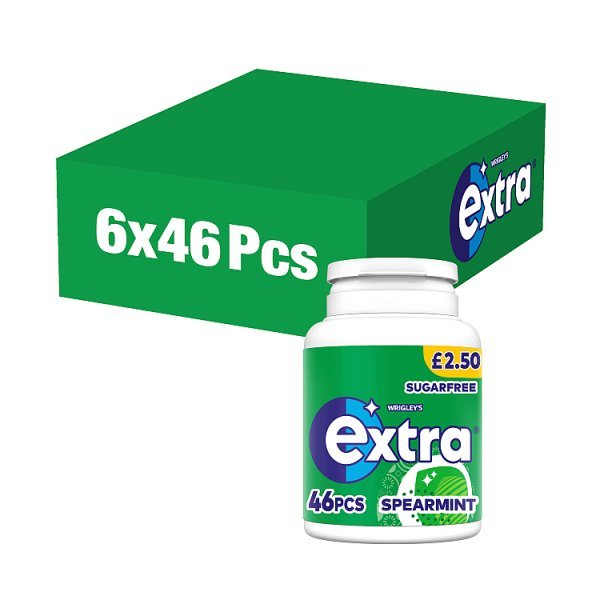 Extra Chewing Gum Bottle Sugar Free Spearmint x46 Pieces PMP £2.50 (6 x 46pk) - Honesty Sales