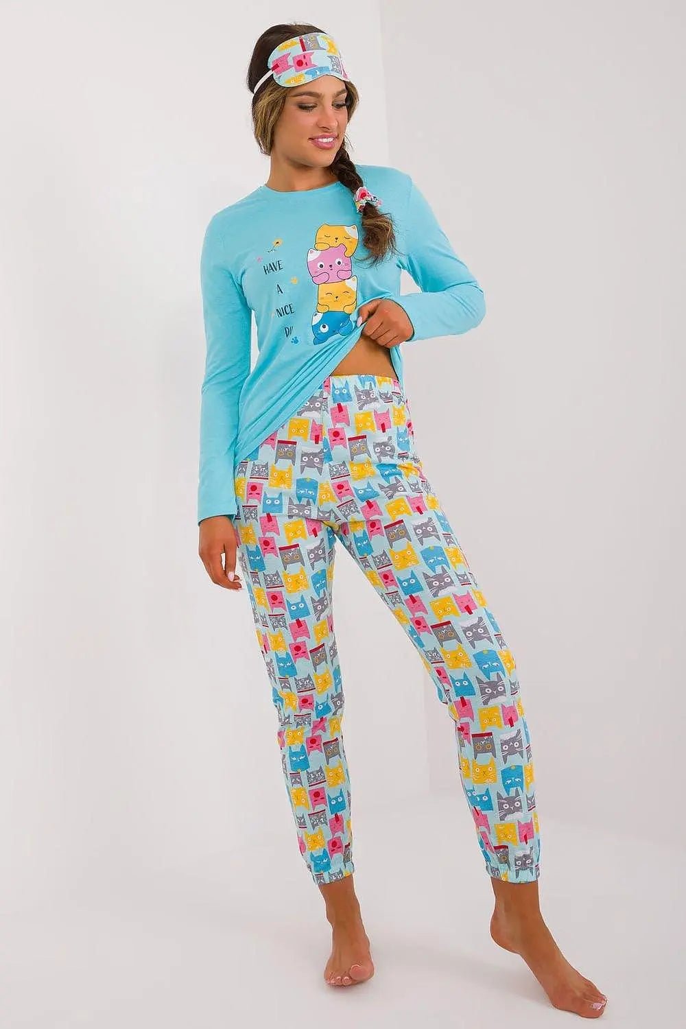 Factory blouse, pants, blindfold and hair elastic women's pajamas - Honesty Sales
