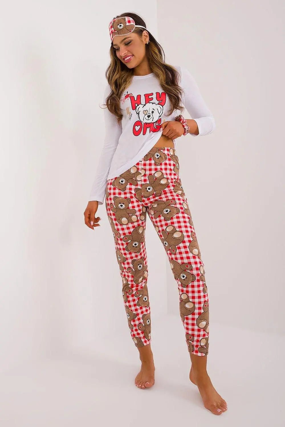 Factory Price blouse, pants, blindfold and hair elastic womens pajamas - Honesty Sales