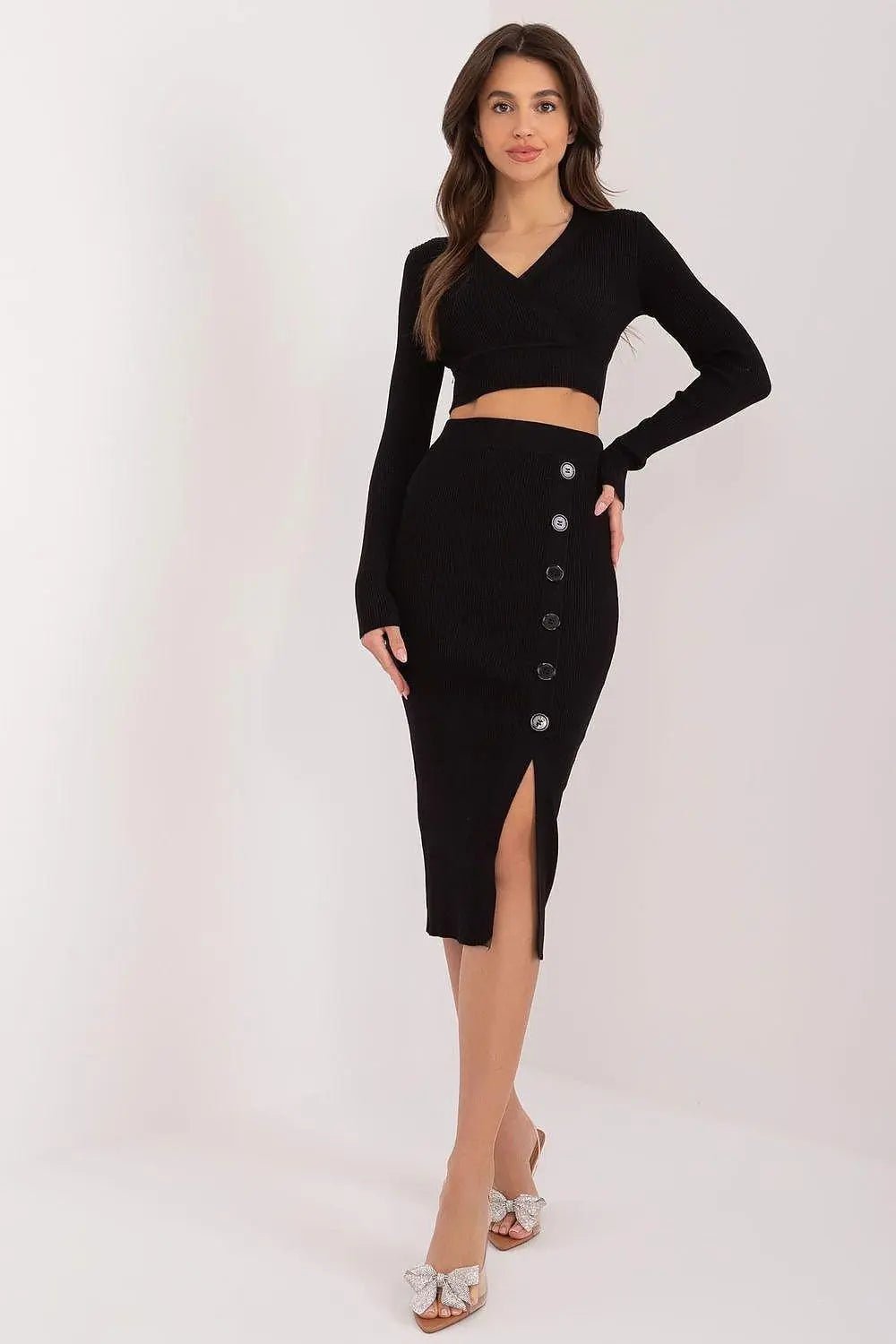 Factory Price long-sleeved sweater and midi skirt - Honesty Sales