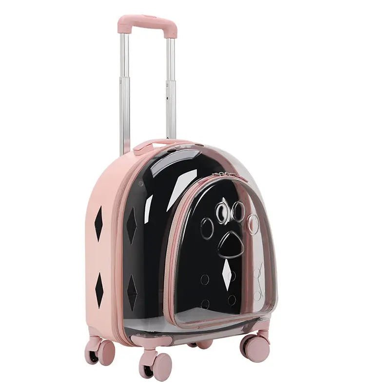 Fashion Creative Pet Trolley Bag Panoramic Transparent Dog Luggage - Honesty Sales