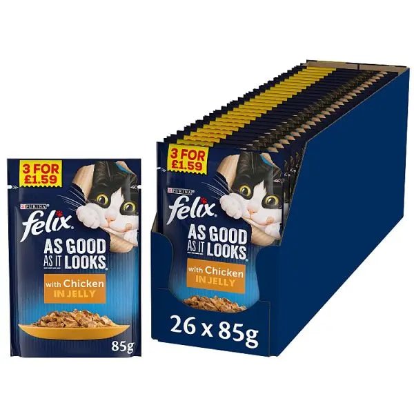 Felix As Good As It Looks with Chicken in Jelly 85g (Case of 26) - Honesty Sales