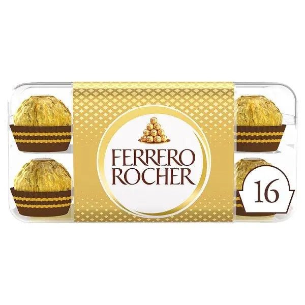 Ferrero Rocher Milk Chocolate Hazelnut Pralines Gift Box of Chocolates 16 Pieces 200g - Honesty Sales