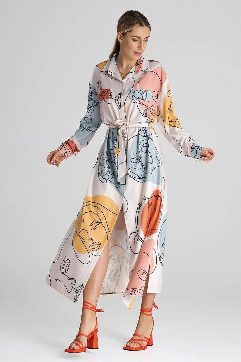 Figl Maxi Shirt Daydress with Collar - Honesty Sales