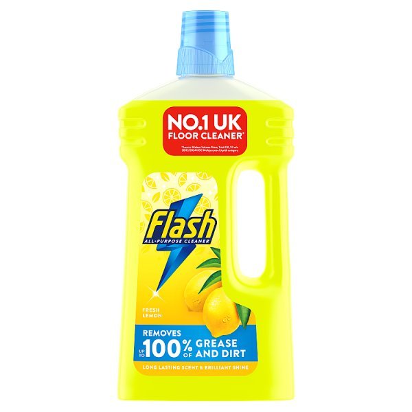 Flash Multipurpose Floor Liquid Cleaner PMP Crisp Lemon 1L (6 x 1Ltr) - Honesty Sales