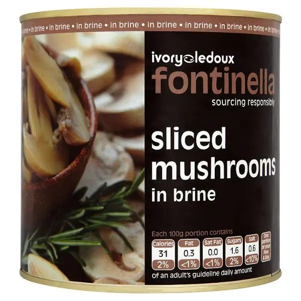 Fontinella Sliced Mushrooms in Brine 2.55kg MUSHS3 - Honesty Sales