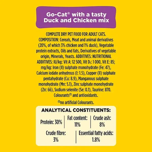 GO - CAT Chicken and Duck Dry Cat Food 750g (Case of 5) - Honesty Sales
