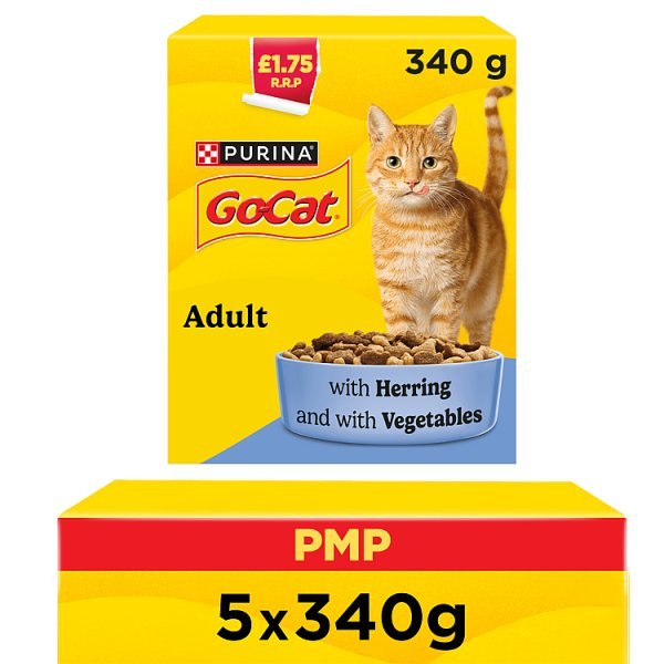 GO-CAT Herring with Vegetables Dry Cat Food 340g PMP (6 x 340g) - Honesty Sales