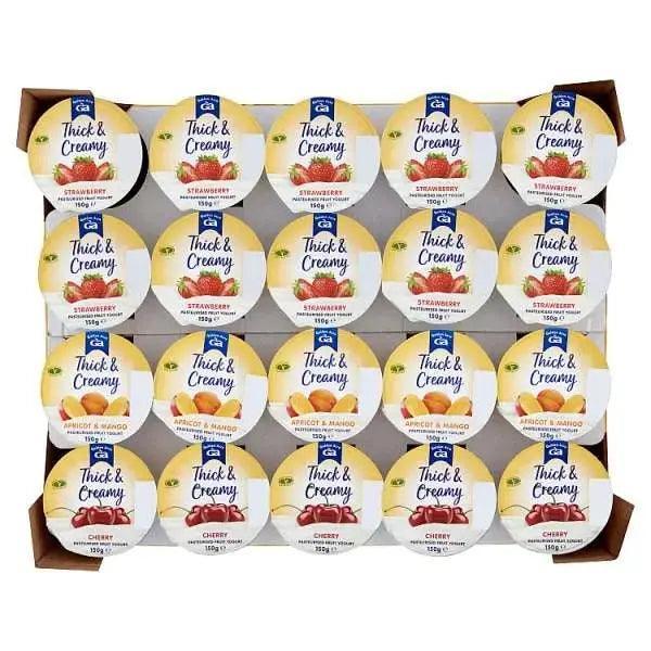 Golden Acre Thick & Creamy Pasteurised Fruit Yogurt Assorted Flavours 20 x 125g (Case of 20) - Honesty Sales