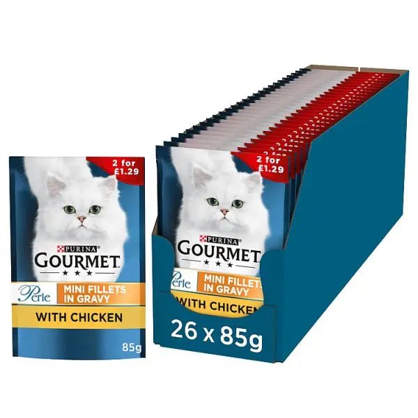 GOURMET Perle Mini Fillets in Gravy Chicken Wet Cat Food 85g (Case of 26) - Honesty Sales