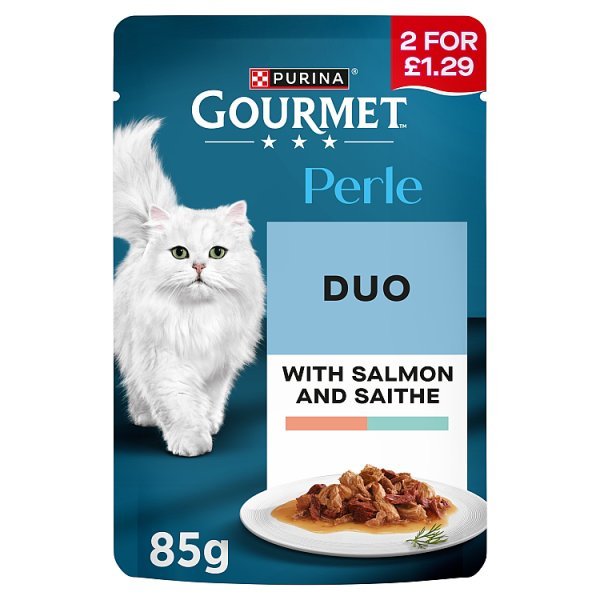 GOURMET Perle Mini Fillets in Gravy with Salmon and Saithe Wet Cat Food 85g (26 x 85g) - Honesty Sales