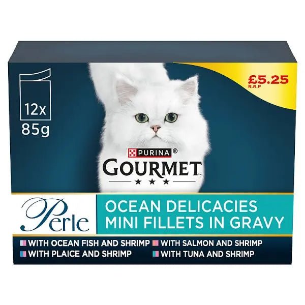 Gourmet Perle Ocean Delicacies Mini Fillets in Gravy 12 x 85g (1020g) (Case of 4) - Honesty Sales