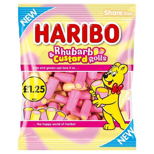HARIBO Rhubarb & Custard Rolls 140g (12 x 140g) - Honesty Sales