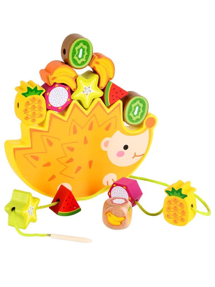 Hedgehog Fruit Balance Building Blocks Cartoon Heap Tower Jenga Large Particle Fruit Cognition Beaded Educational Toys - Honesty Sales
