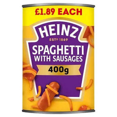 Heinz Spaghetti with Sausages in a Juicy Tomato Sauce 400g (Case of 6) - Honesty Sales