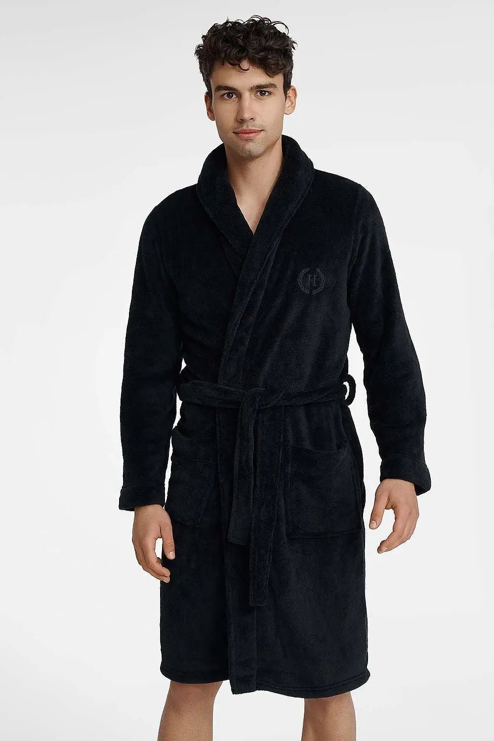 Henderson black men's bathrobe - Honesty Sales