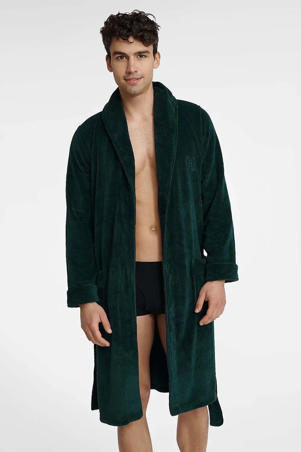 Henderson deep dark green men's bathrobe - Honesty Sales