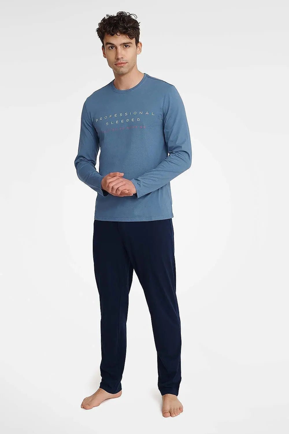 Henderson long sleeves and half-round neckline men's pajamas - Honesty Sales