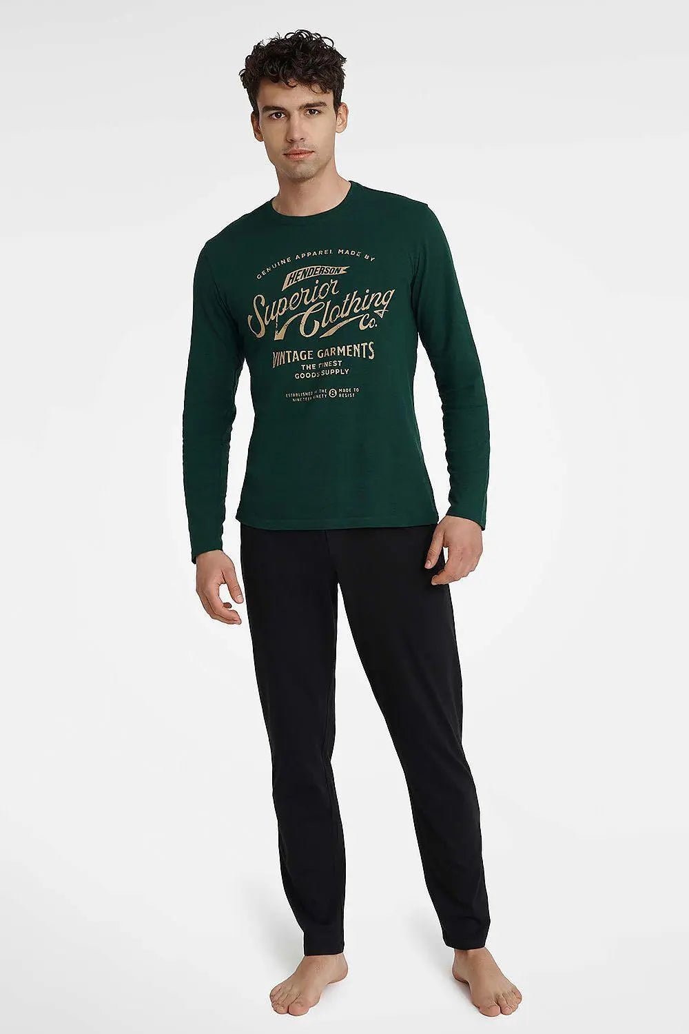 Henderson long sleeves and half-round neckline men's pajamas - Honesty Sales