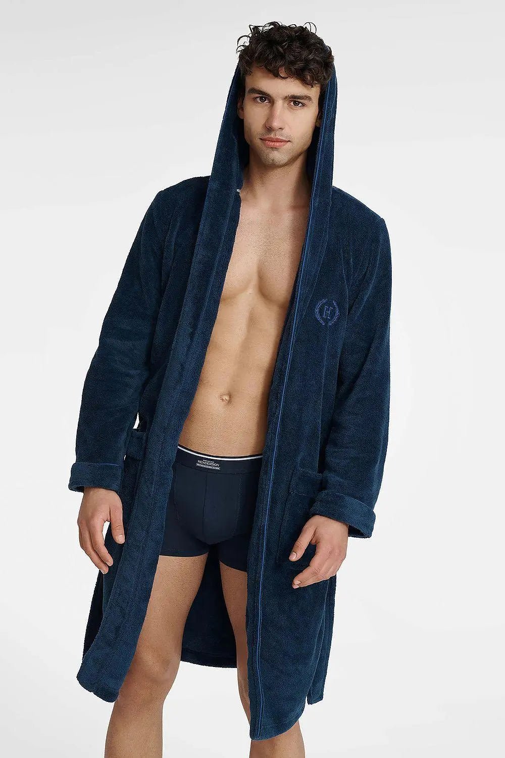 Henderson navy blue men's bathrobe - Honesty Sales