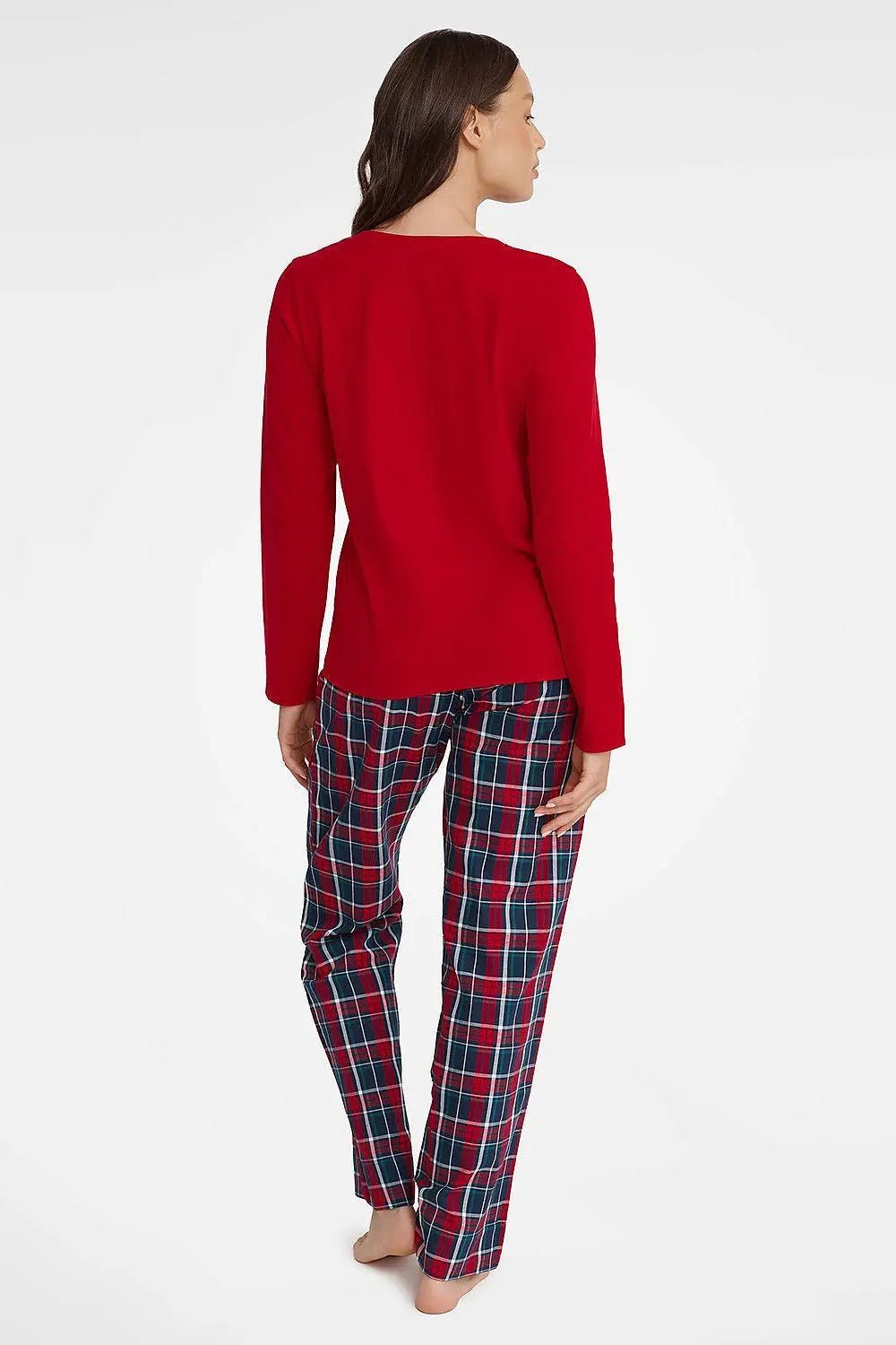 Henderson red color sleeved blouse and pants womens pajamas - Honesty Sales