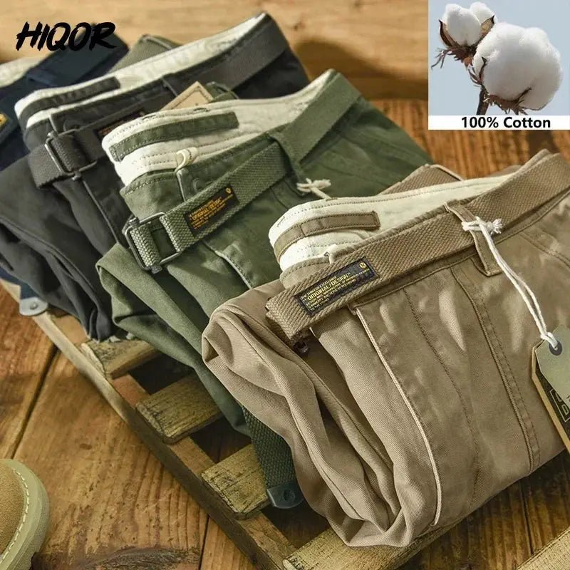 HIQOR Brand Men's 100% Cotton Casual Pants 2025 Loose Trousers For Men Baggy Work Pants Plus Size 38 Cargo Pants Y2k Pants Man - Honesty Sales