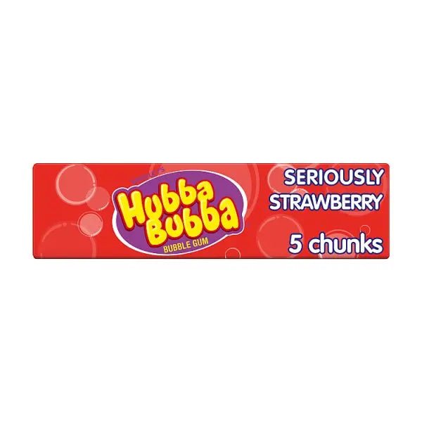 Hubba Bubba Seriously Strawberry Bubblegum 5 Chunky Chews (Case of 20) - Honesty Sales