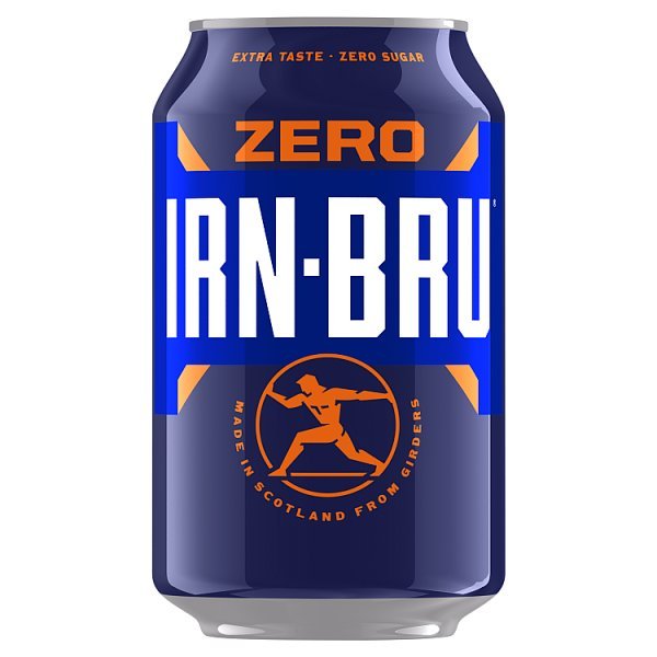 IRN-BRU ZERO Sugar Soft Drink Can 330ml (24 x 330ml) - Honesty Sales