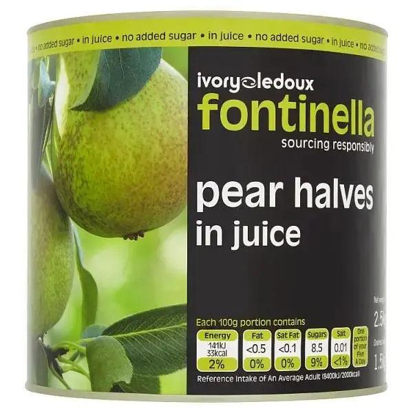 Ivory Ledoux Fontinella Pear Halves in Juice 2.5kg (Drained Weight 1.5kg) - Honesty Sales