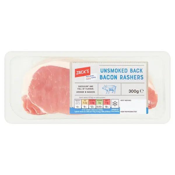 Jack's Unsmoked Back Bacon Rashers 300g - Honesty Sales